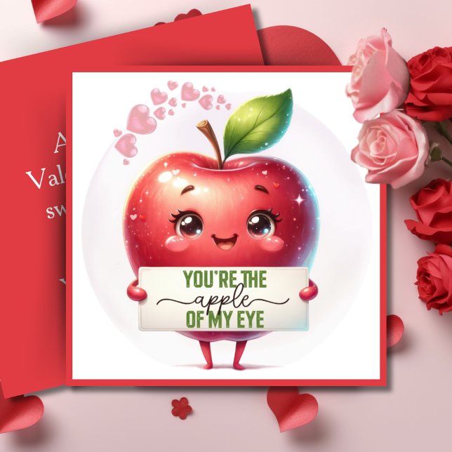 Du är min Öga Anpassningsbar Alla hjärtans dag. Julkort (You're The Apple Of My Eye Custom Valentine's Day Holiday Card. Add your name & a special message!)