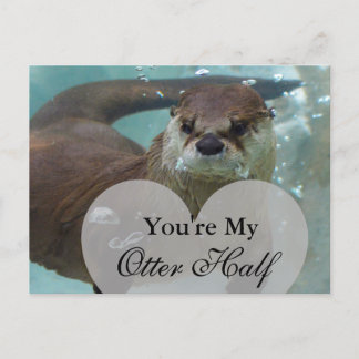 Du är min Otter Halva Brown River Otter Swimming Vykort