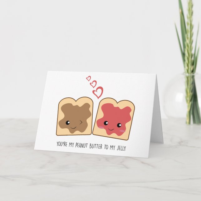 Du är min Peanut Butter till min Jelly Kawaii Cute Helgkort (Framsida)