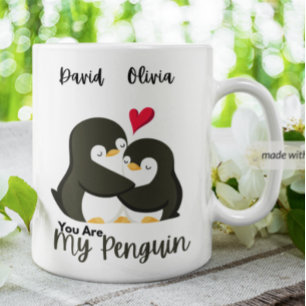 Du är Min Penguin - Anpassat namn Par Kaffemugg