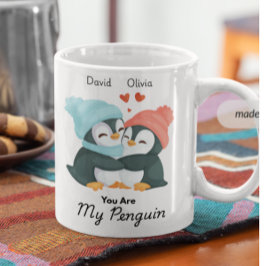 Du är Min Penguin - Anpassat namn Par Kaffemugg