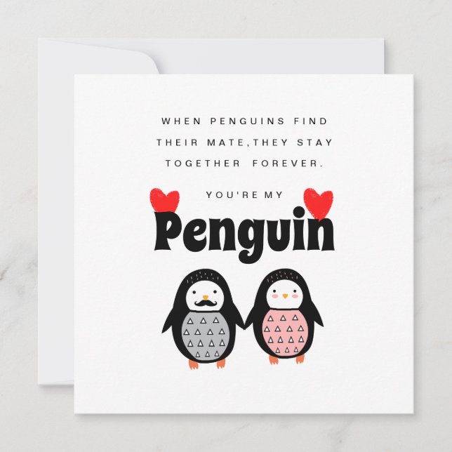Du är min Penguin Valentines day Kort (Framsida)