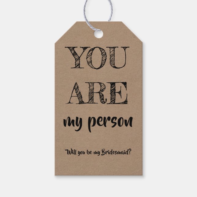 Du är min person - Lustigt Bridesmaid Frieri Presentetikett (Framsidan)