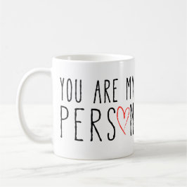 Du är min person, textdesign med röd hjärta kaffemugg