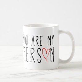 Du är min person, textdesign med röd hjärta kaffemugg