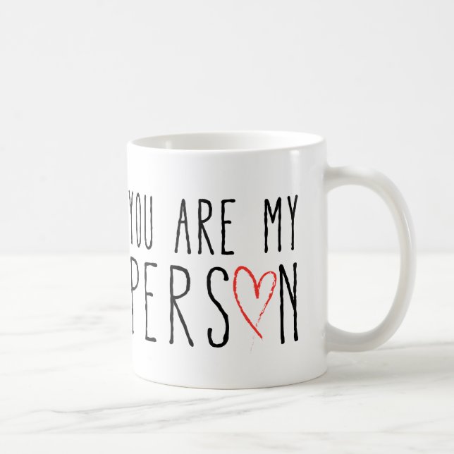 Du är min person, textdesign med röd hjärta kaffemugg (Höger)