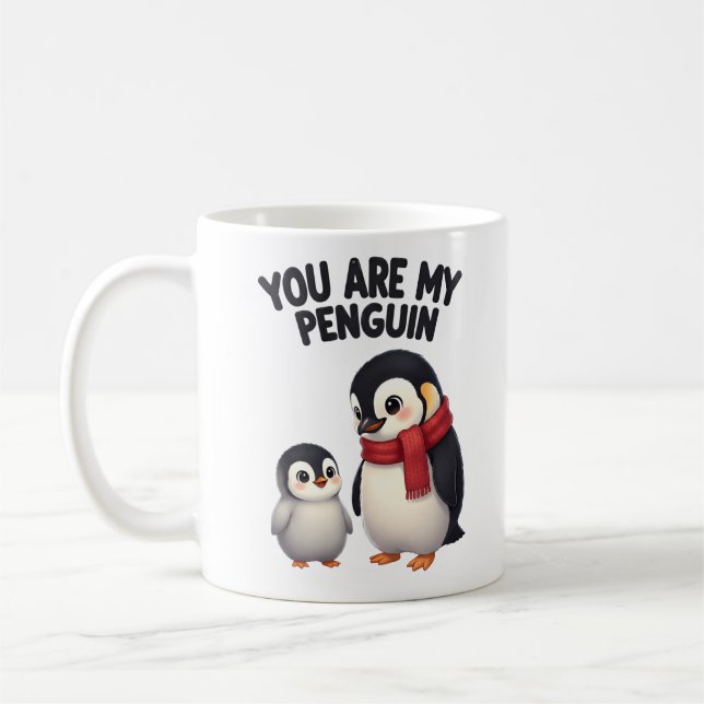 Du Är Min Pingvin Söt Kärlek Kaffe Mugg (Vänster)