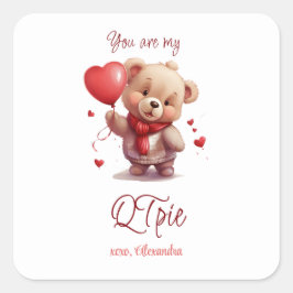 Du är min QTpie | Cute Nalle Valentines day Fyrkantigt Klistermärke