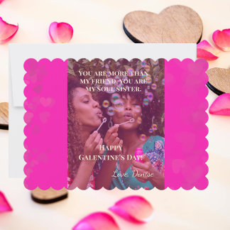 Du Är Min Själssyster Galentine's Day Foto Rosa Julkort