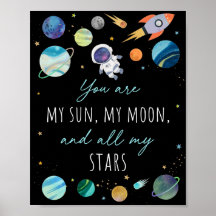 Du är min Sol Måne Stars Space Blue & Guld