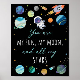 Du är min Sol Måne Stars Space Blue & Guld Poster