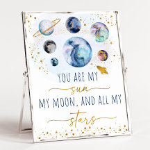 Du är min Sol Måne Stars Space Blue & Guld