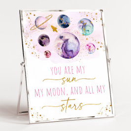 Du är min Sol Måne Stars Space Rosa och Guld Poster