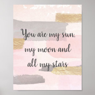 DU ÄR MIN SOL - Rosa Guld-citattecken Poster