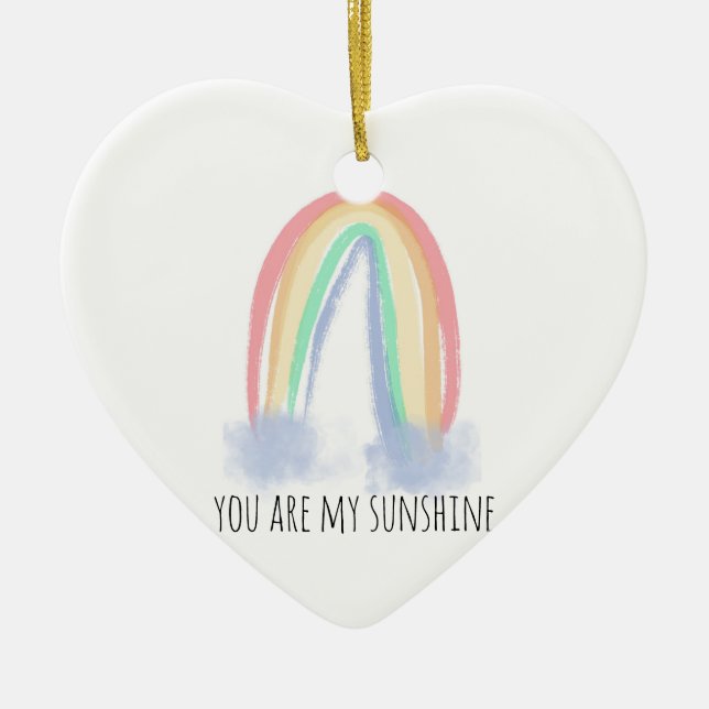 Du är min solfärgsfärgade regnbåge julgransprydnad keramik (Framsidan)