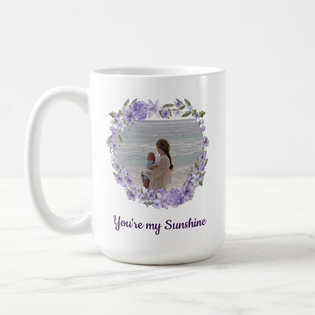 Du är min solsken - Anpassningsbar 2 Fotokollage Kaffemugg (Vänster)