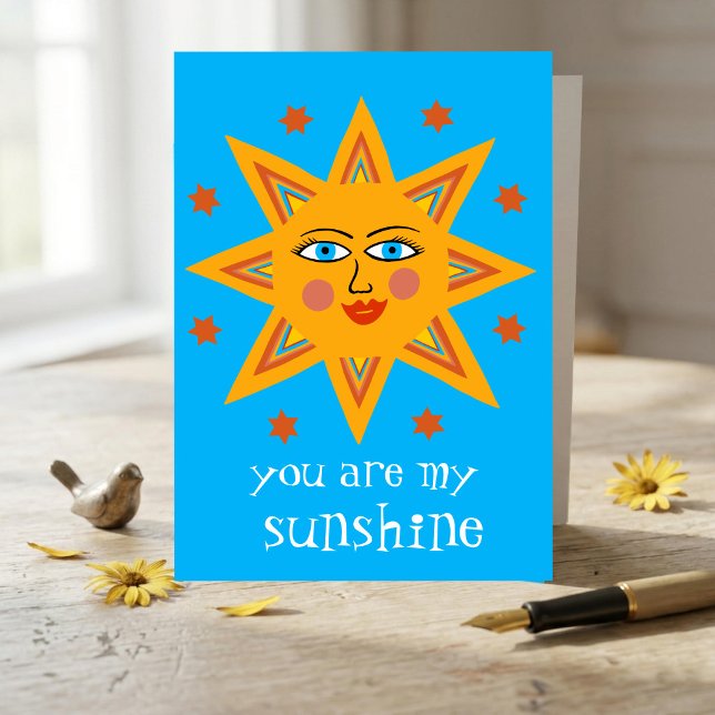 Du är min Solsken Glad Sol Anpassad Kort (You are my Sunshine Cheerful Sun CUSTOM Greeting Card
)