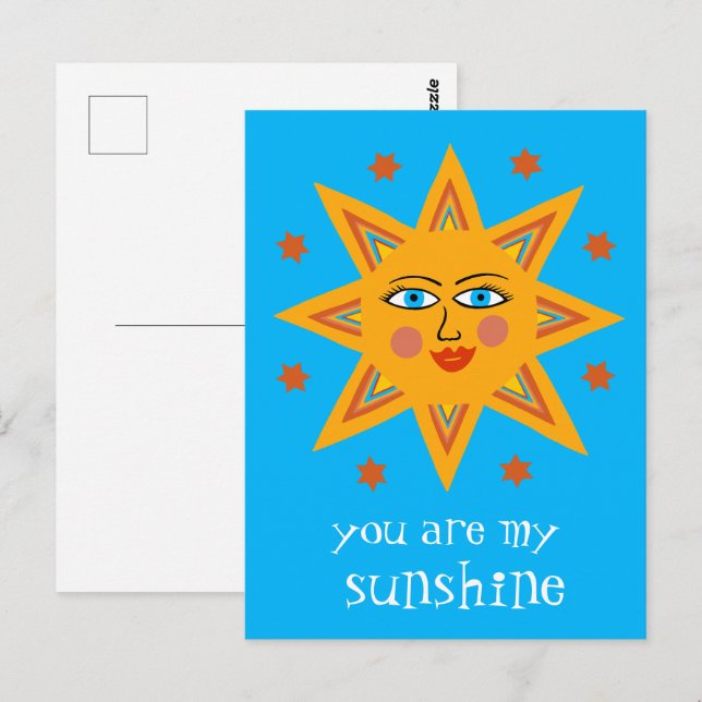 Du är min Solsken Glad Sol ANPASSAD Vykort (Fram/baksida)
