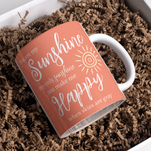 Du är min solsken, gör mig till Lycklig Sol Peach- Kaffemugg