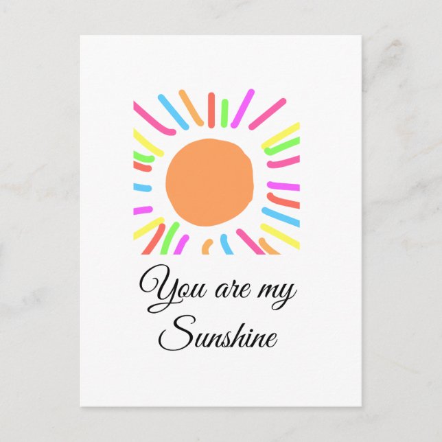 du är min solsken gul orange solstrålar lägg till  vykort (Framsida)