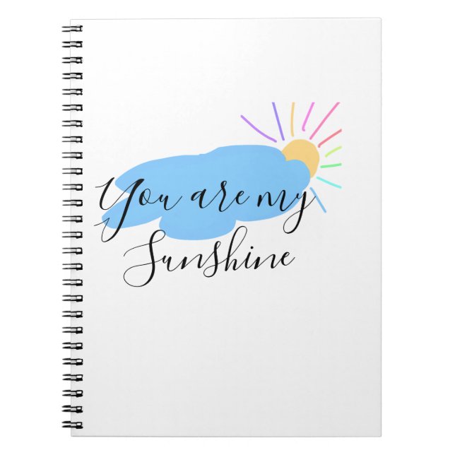 du är min solsken gula orangea solstrålar moln anteckningsbok (Framsidan)