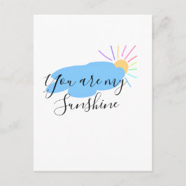 du är min solsken gula orangea solstrålar moln vykort