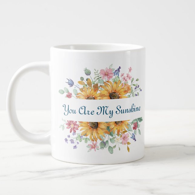 Du Är Min Solsken och Blomma Citat Jumbo Mugg (Vänster)