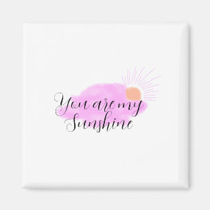 du är min solsken rosa lila solstrålar moln magnet