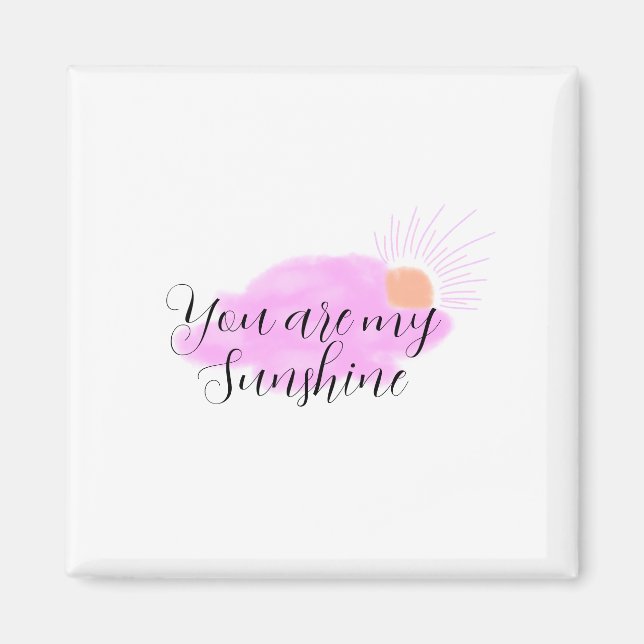 du är min solsken rosa lila solstrålar moln magnet (Framsidan)