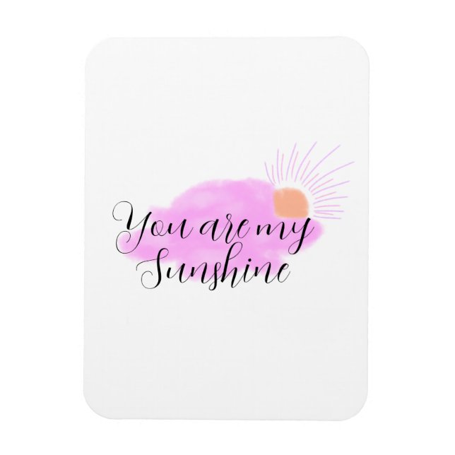 du är min solsken rosa lila solstrålar moln magnet (Vertikal)