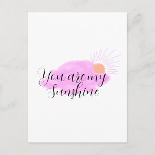 du är min solsken rosa lila solstrålar moln vykort
