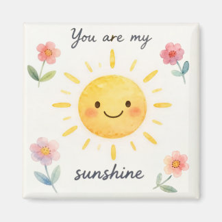 Du Är Min Solsken Vattenfärg Blommig Magnet