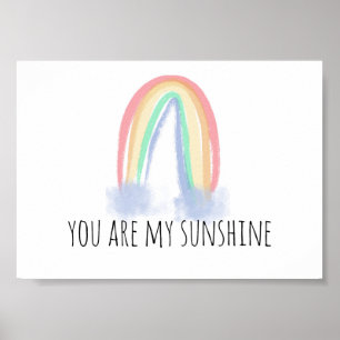 Du är min solsken vattenfärg målad regnbåge poster