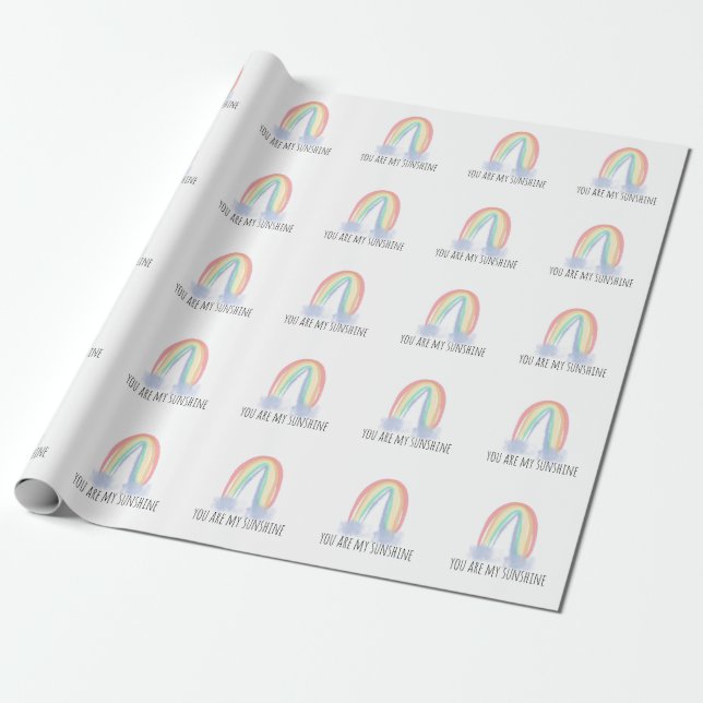 Du är min solsken vattenfärg målad regnbåge   presentpapper (Utrullad)