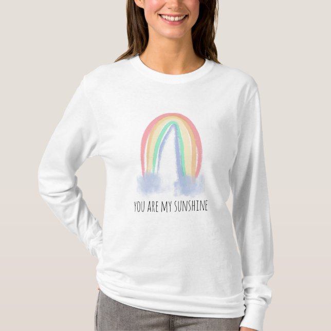 Du är min solsken vattenfärg målad regnbåge  t shirt (Framsida)