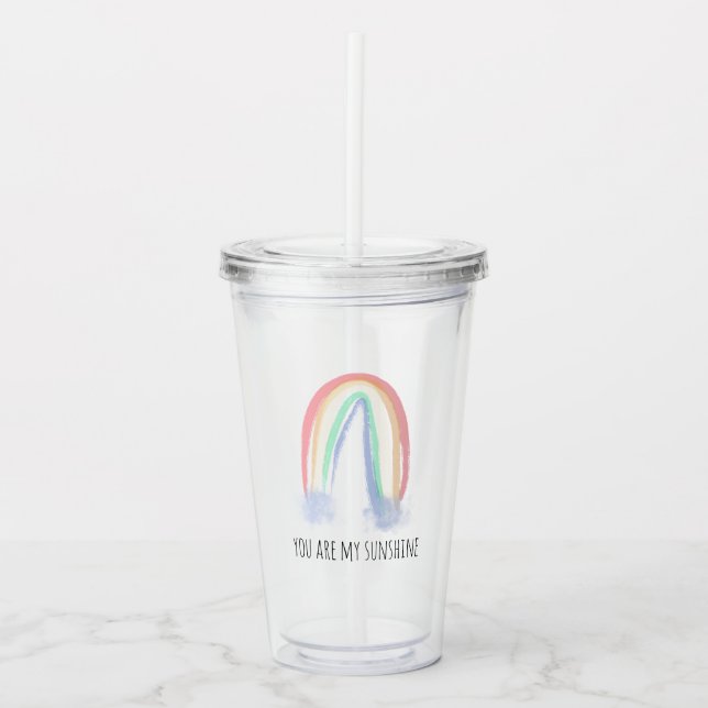 Du är min solsken vattenfärg målad regnbåge take away mugg (Framsida)