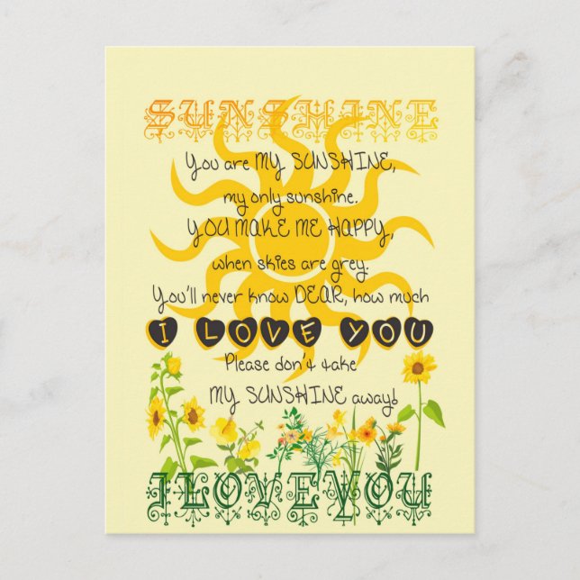 Du är min solsken... vykort (Framsida)