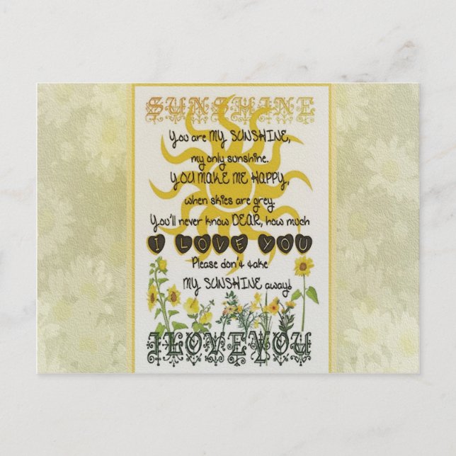 Du är min solsken vykort (Framsida)