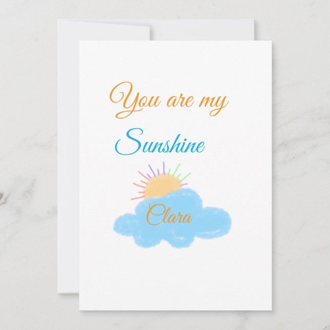 Du är min solskensfärgade gult orange sol rockmoln inbjudningar (Framsida)