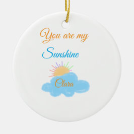 Du är min solskensfärgade gult orange sol rockmoln julgransprydnad keramik