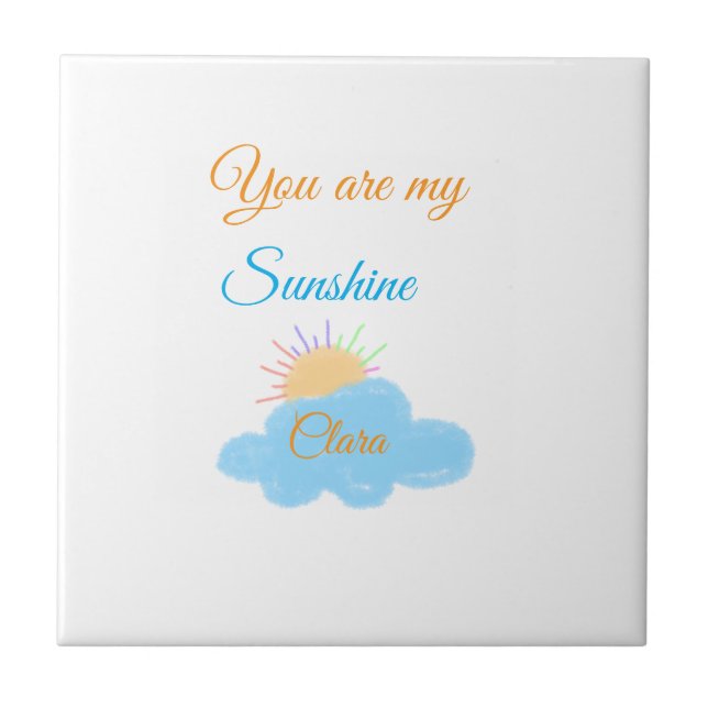 Du är min solskensfärgade gult orange sol rockmoln kakelplatta (Framsidan)