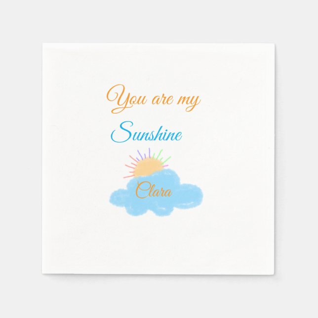 Du är min solskensfärgade gult orange sol rockmoln pappersservett (Framsidan)