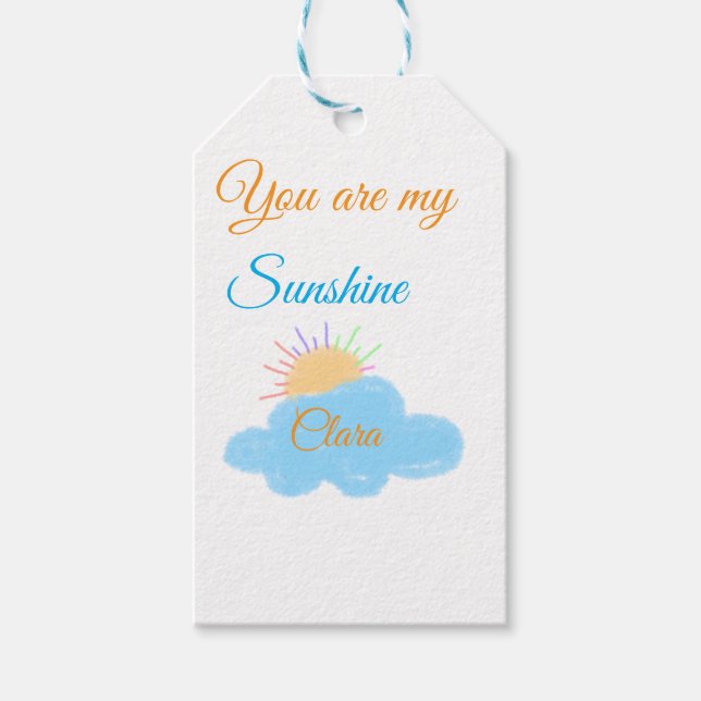 Du är min solskensfärgade gult orange sol rockmoln presentetikett (Framsidan)