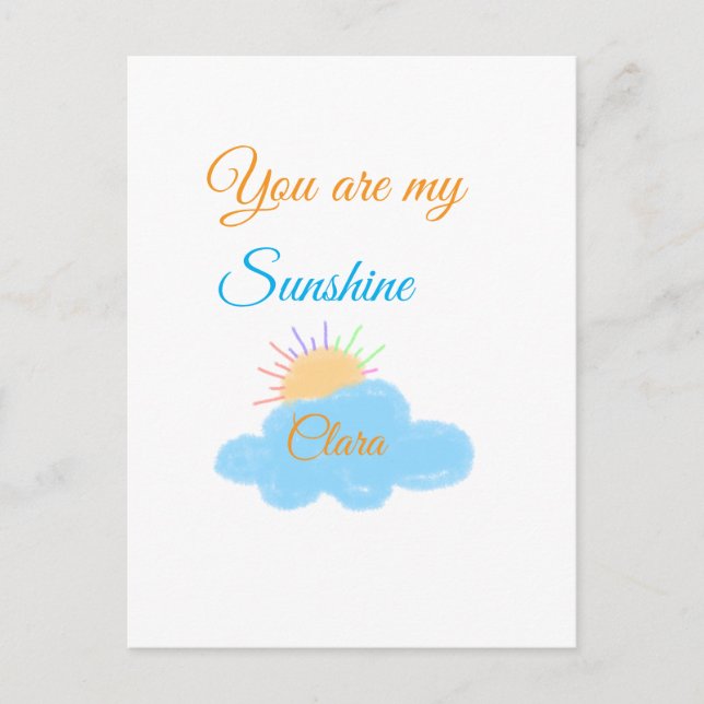 Du är min solskensfärgade gult orange sol rockmoln vykort (Framsida)