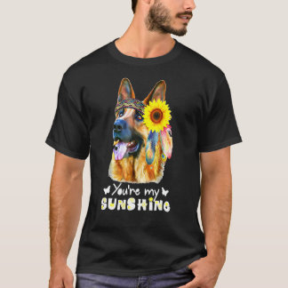 Du är min solskina, fin tysk shepherd och solros t shirt