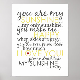 Du är min solskina - vit - Poster