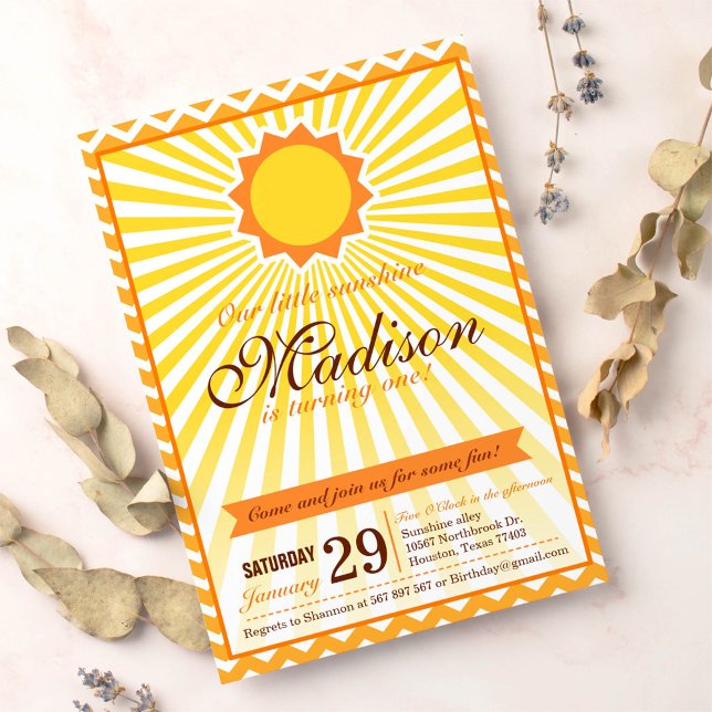 Du är min solskine Födelsedagsfest inbjudan (Skapare uppladdad)