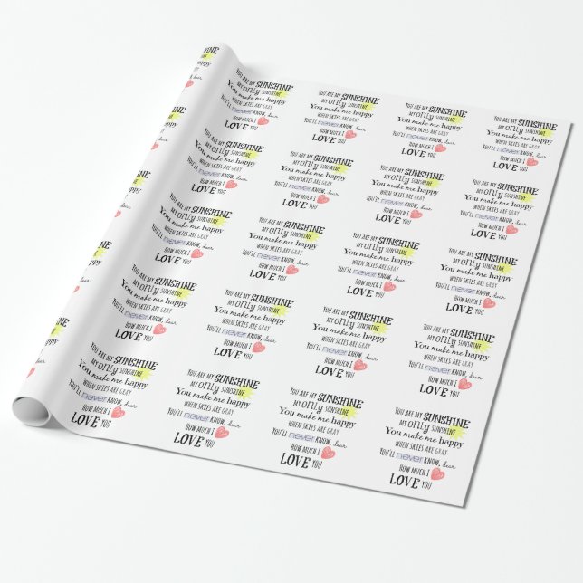 Du är min solskinesisk Ord Art Typografi Presentpapper (Utrullad)