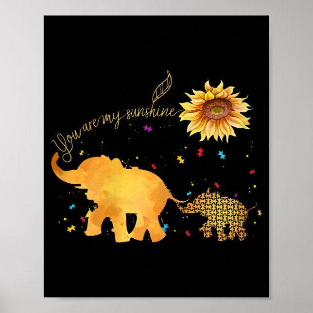 Du är min solsolros Elephant Autism Poster (Framsidan)