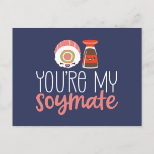 Du är min Soymate Cute Pun Funny Valentindag Vykort
